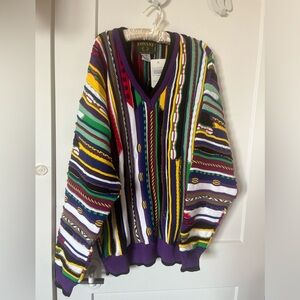 NWT vintage Tosani Colorful 3D Knit Crew Neck Sweater